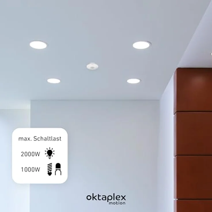 Oktaplex Ina Bewegungsmelder Innen 360 Grad 8m Reichweite LED geeignet weiß Aufputz 230V mit Dämmerungssensor - Preisvergleich – Bild 5