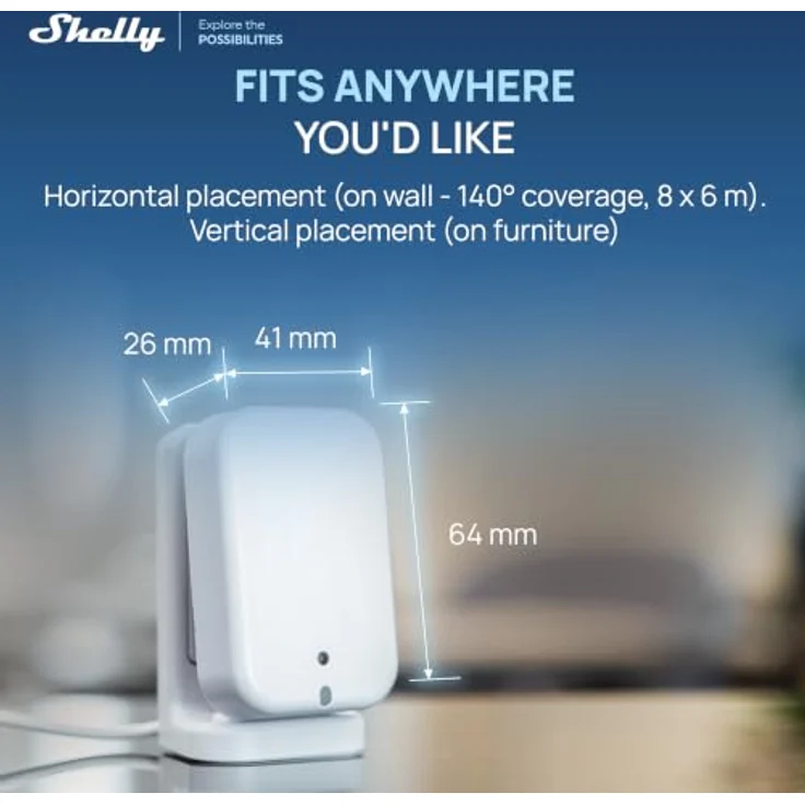 Shelly Presence Gen4 Weiß - WLAN mmWave Radar Präsenzsensor mit 6 Personen-Erkennung, 10 Zonen und 42 m² Reichweite, Lichtsensor, Zigbee, Matter, kompatibel mit Alexa und Google Home – Bild 4