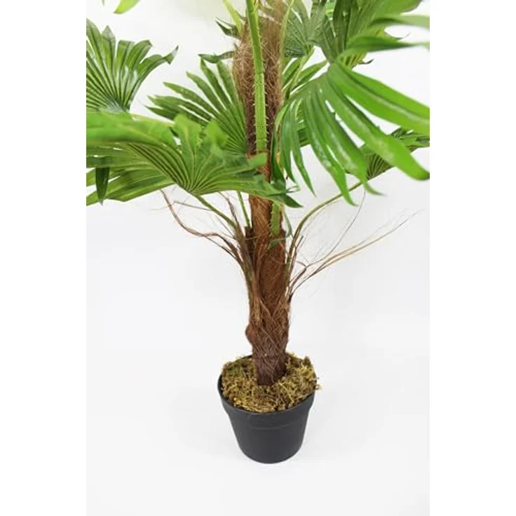 Arnusa Künstliche Fächerpalme 90 cm mit 9 Palmenwedel Kunstpalme Kunstpflanze Künstliche Palme im Topf Dekopflanze – Bild 4