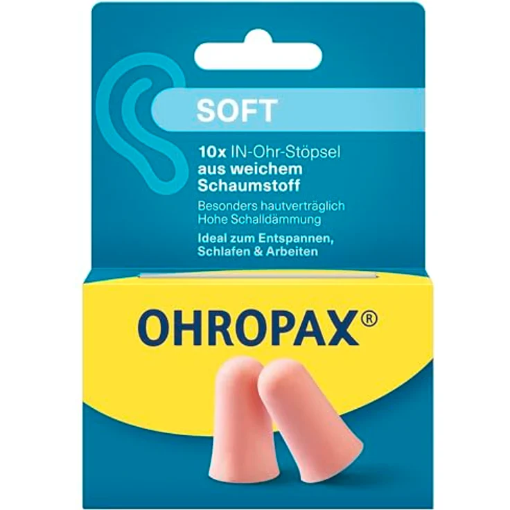 OHROPAX Soft Ohrstöpsel – Weiche IN-Ohr-Stöpsel mit SNR 31 dB – Unauffällig und bequem – 10 Stück – Bild 2