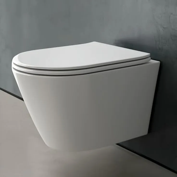 Alpenberger Germany Wand WC Spülrandlos | Hänge WC U-Form Design mit Nano Beschichtung und Soft-Close Sitz | Passend Geberit