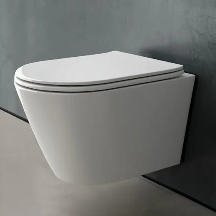 Alpenberger Germany Wand WC Spülrandlos | Hänge WC U-Form Design mit Nano Beschichtung und Soft-Close Sitz | Passend Geberit – Bild 1