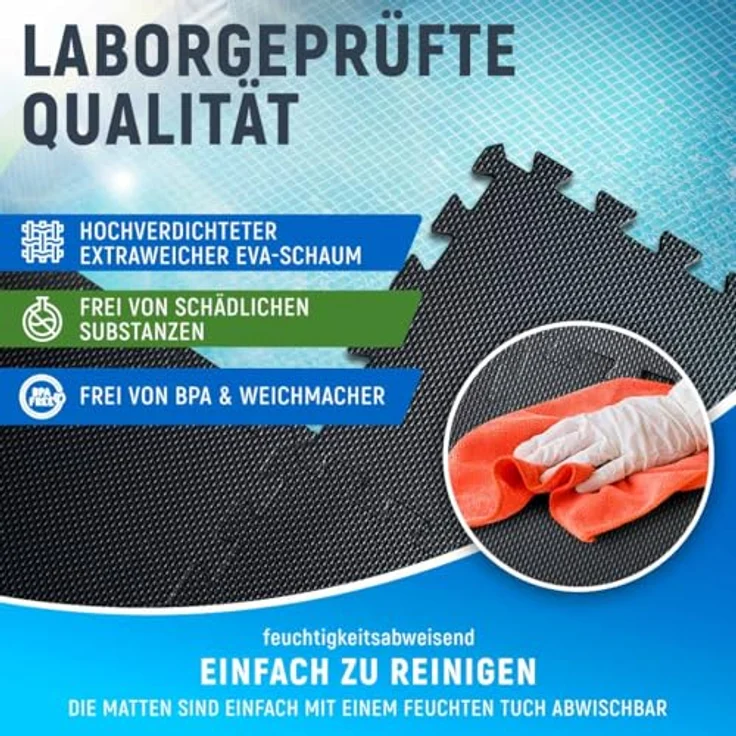 NEOLYMP Bodenschutzmatte für Pools, zuschneidbar, rutschfest, 1,8 m², wasserabweisend, schwarz – Bild 4