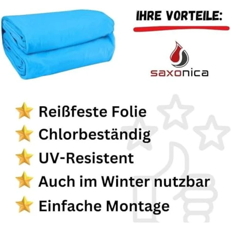 SAXONICA Poolfolie Ovalpool 623 x 360 x 120 cm I SonaLiner I 0,8 mm I blau – Bild 7