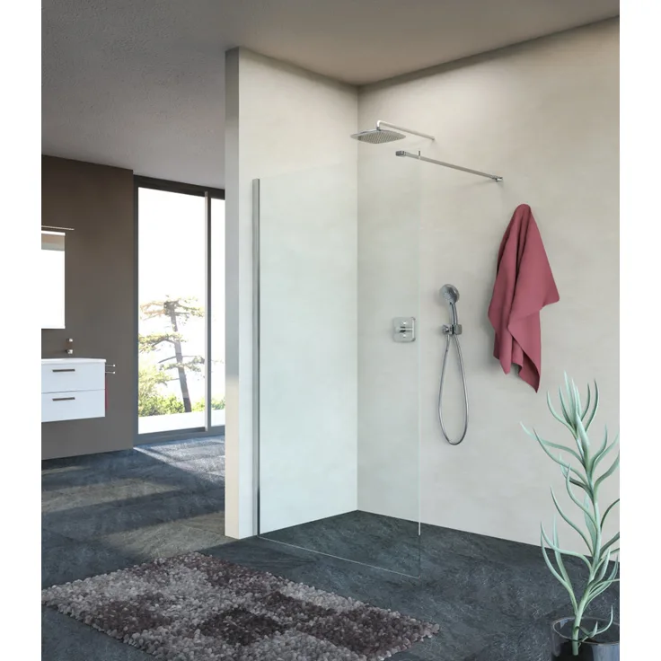 VIGOUR INDIVIDUAL 3.0 Duschabtrennung PflegeCare freistehend 140 x 200 cm, chrom hochglanz/transparent