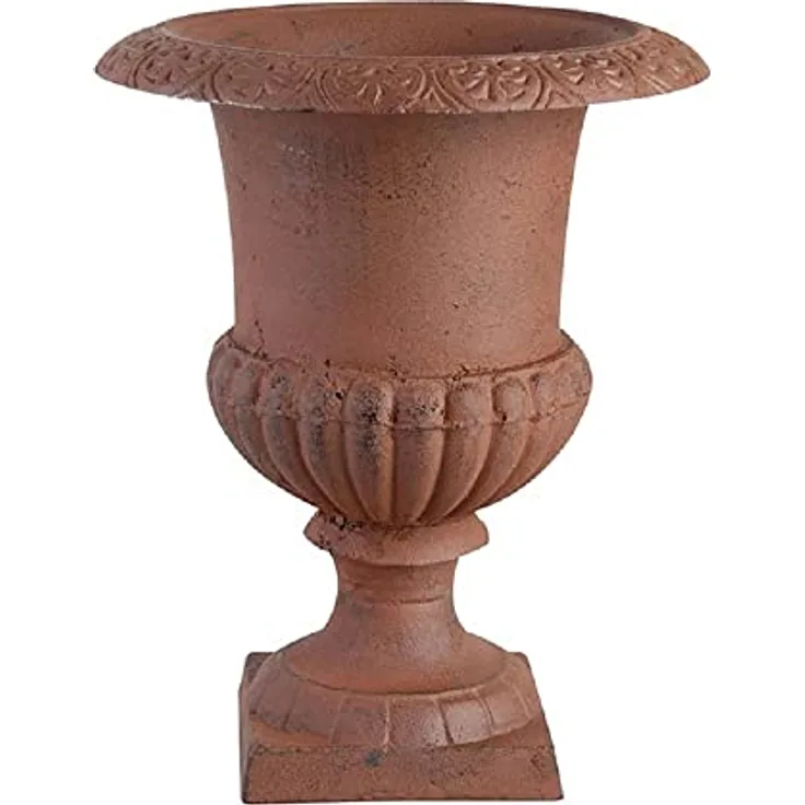 Esschert Design Blumentopf, Übertopf Französische Vase, Amphore auf Sockel, Größe S, ca. 17 cm x 17 cm x 22 cm