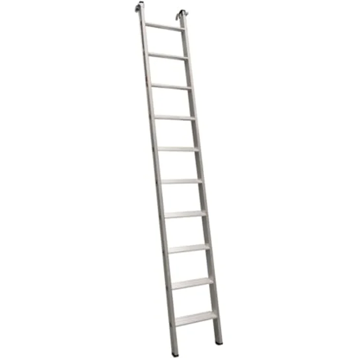 Euroline Premium 30176 Alu Stufenanlegeleiter, 10 Stufen mit Vario Einhängehaken ø 60mm, rutschfestes Stufenprofil, hohe Stabilität – Bild 1