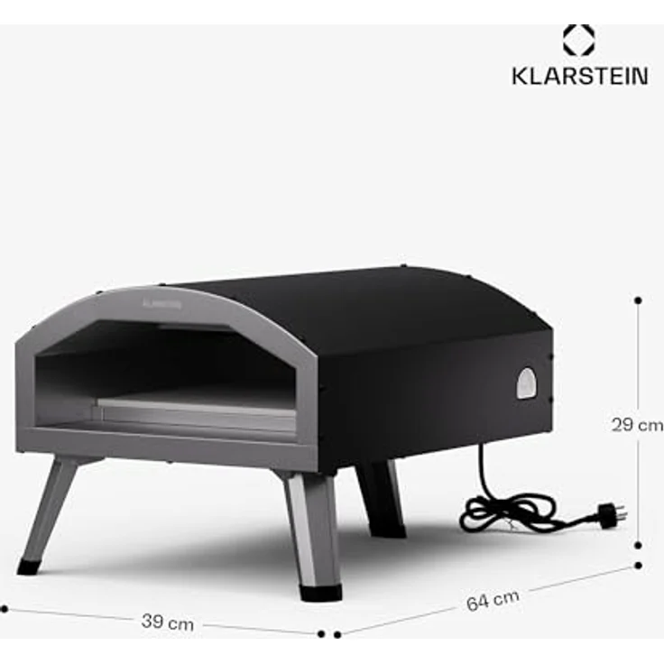 Klarstein LaFiamma Pizzaofen Elektrisch 450 Grad – 2.200 W, Duale Heizelemente, Inklusive Pizzastein, Edelstahl, Schnelle Aufheizzeit, Outdoor-Design, Bis 450 °C, Kompakt – Bild 3