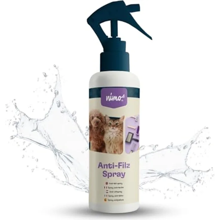 nimo Fellpflege Anti-Filz Spray, 250 ml, biologische Lösung gegen Verfilzung für verbesserte Kämmbarkeit