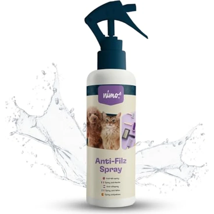 nimo Fellpflege Anti-Filz Spray, 250 ml, biologische Lösung gegen Verfilzung für verbesserte Kämmbarkeit – Bild 1