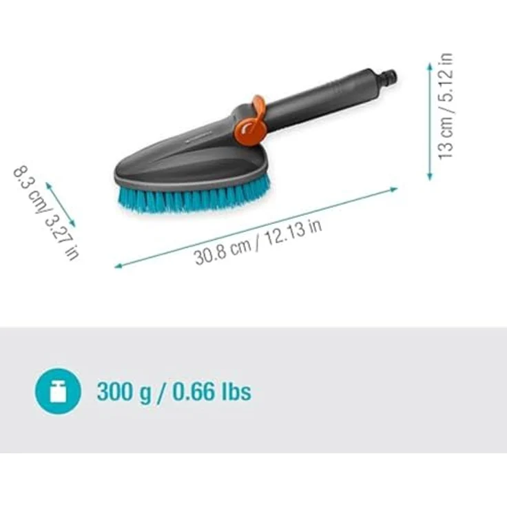 GARDENA Cleansystem Handbürste M hard, Hochdruckreiniger Bürste für kleine Flächen, kompatibel mit GARDENA Stielen, mit umlaufender Weichkunststoffleiste – Bild 4