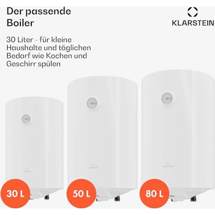 Klarstein ENDURAHEAT MAX 30 Warmwasserspeicher, 30 Liter, 1500W, max. 75°C, platzsparendes Design – Bild 3