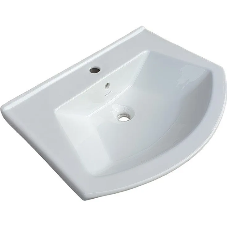 Aloni Aleco7080 Keramik Waschbecken 80x50 cm, Weiß, für Aleco80 Untertisch, pflegeleicht, mit Abstellfläche