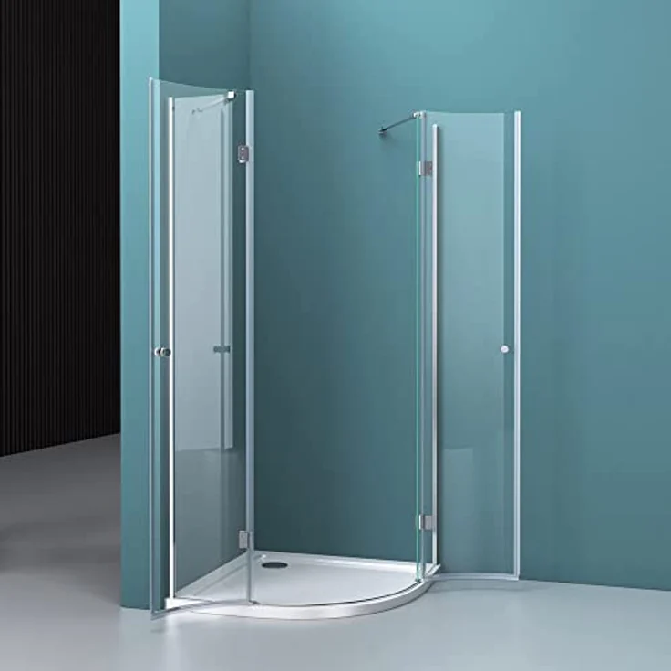 Mai & Mai R02k Runddusche Duschkabine Viertelkreis mit Doppeldrehtür, 6 mm ESG-Klarglas, NANO-Beschichtung, ebenerdig montierbar, BxT: 80x80 cm – Bild 6