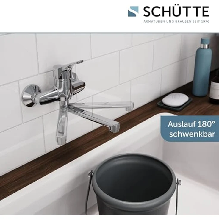 Schütte Spültischarmatur Attica, schwenkbarer Wasserhahn für Wandmontage, Hochdruck, Chrom, 270 mm Ausladung – Bild 2
