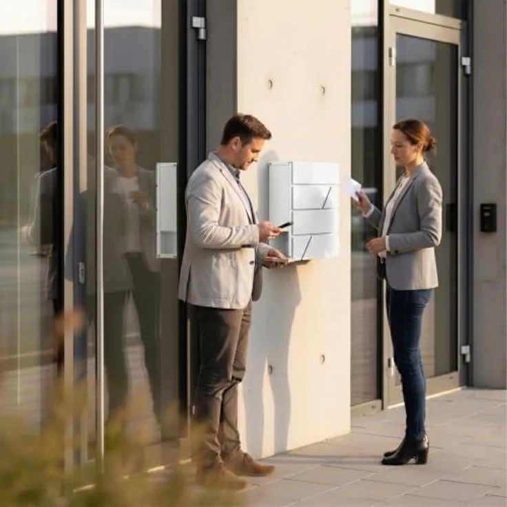 relaxdays Wandbriefkasten Metall mit Zeitungsfach und Zylinderschloss, weiß – Bild 2