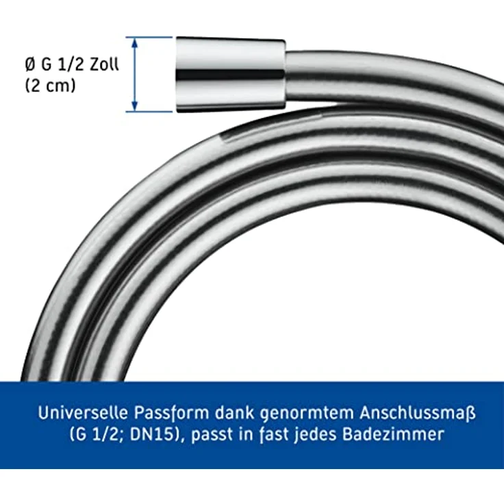 Duravit Universal Brauseschlauch, flexibler Duschschlauch 1,25 m mit Verdrehschutz, knickfest, Chrom – Bild 2