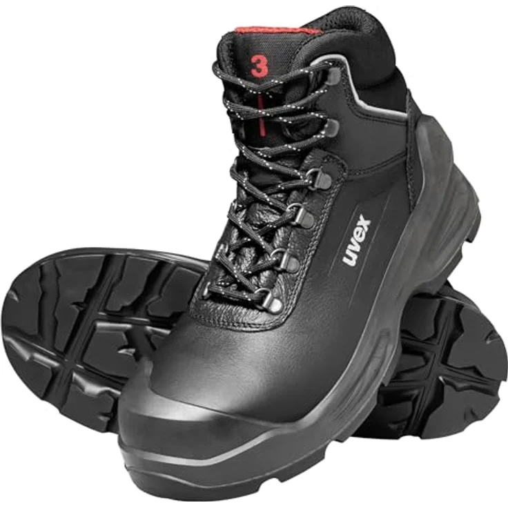 Uvex 3 quatro Sicherheitsschuh S3, schwarze Stiefel Größe 47 mit sportlich-dynamischem Design und robustem Schutz – Bild 2