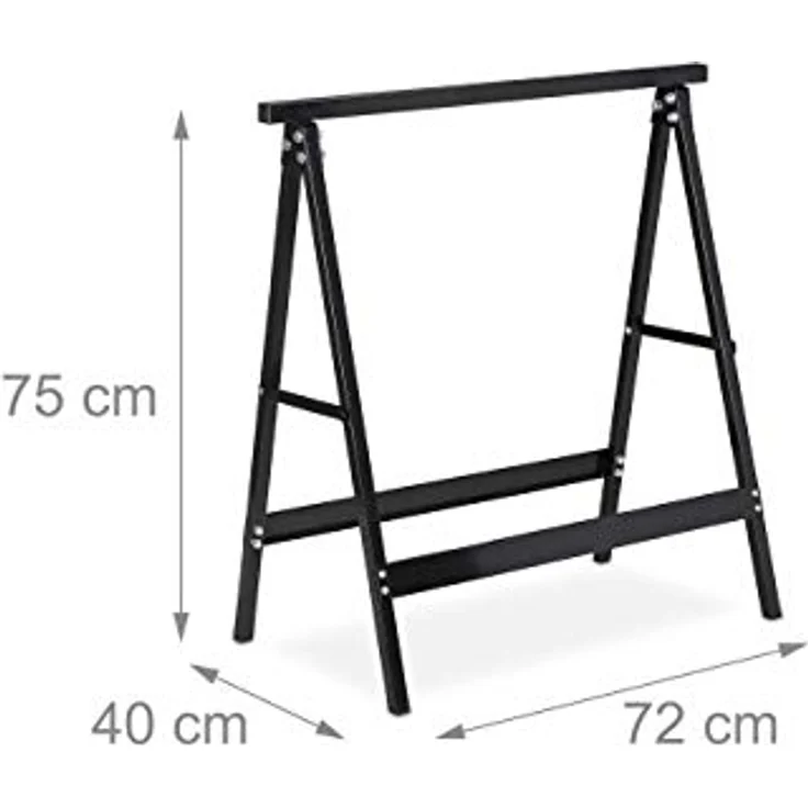 Relaxdays - Klappbock, 2er Set, Belastung bis 100 kg, stabiler Gerüstbock, Arbeitshöhe 75 cm, platzsparend, Stahl, schwarz – Bild 5