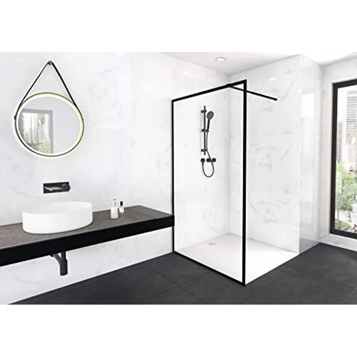Marwell Walk-in-Dusche MARWELL CITY, Sicherheitsglas, BxH: 120x200 cm, verstellbarer Stabilisationsbügel, matt schwarz – Bild 3