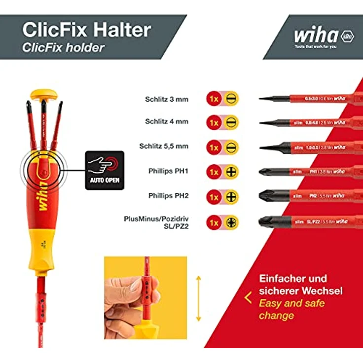 Wiha Magazin-Bithalter LiftUp electric mit 6 slimBits (2831-09021) - Schraubendreher für elektrische Anwendung – Bild 5