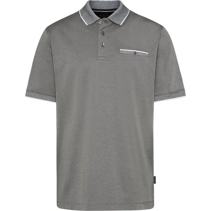 bugatti Poloshirt farbliche Akzente an Kragen, Brusttasche und Ärmelsaum, atmungsaktiver Jerseystoff, hüftlang, basic geschnitten, Schwarz