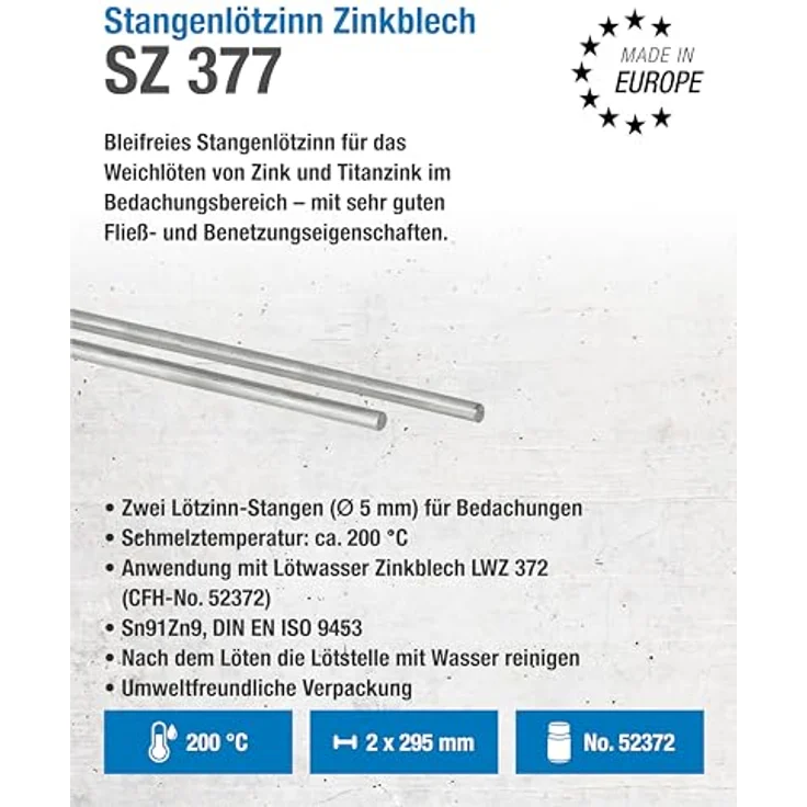 CFH Stangenlötzinn Zinkblech bleifrei SZ377 2 Stück – Bild 3