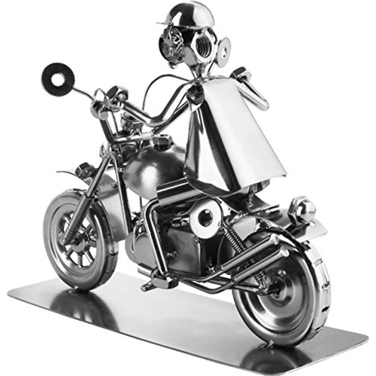 BRUBAKER Schraubenmännchen Motorradfahrer - Metallfigur Handarbeit - Motorrad Geschenk – Bild 4