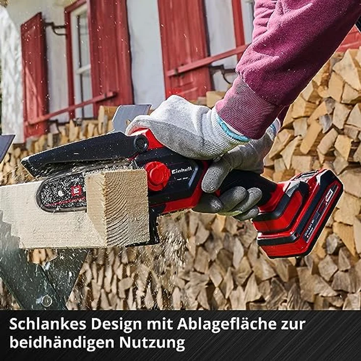 Einhell Akku-Kettensäge GE-PS 18/15 Li BL Kit, handlich mit 15,8 cm Schwertlänge, Bürstenloser Motor und 2,5 Ah Akku im Set – Bild 7