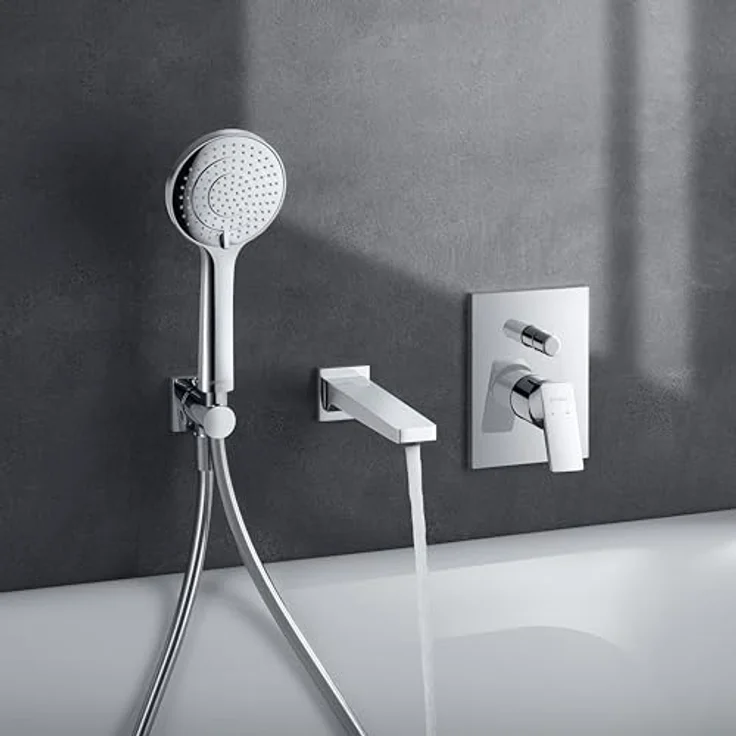Duravit Manhattan Wanneneinlauf, Badewanneneinlauf mit eckiger Wandabdeckung, Chrom, EasyClean Funktion, für Durchlauferhitzer, 5 Jahre Garantie – Bild 3