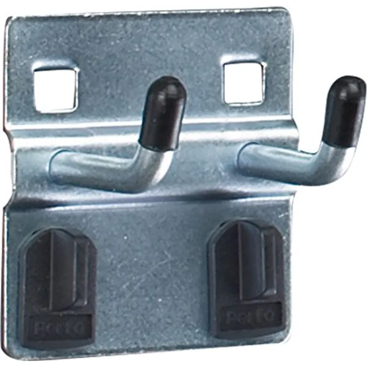 bott perfo Doppelhaken, 25 mm mit Doppelaufnahme für Lochplatten, 5 Stück, stabil und verzinkt, inkl. 10 perfo Clips