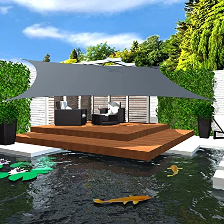 AMANKA 98% UV Schutz: Sonnensegel 5x6m Wasserdicht - Sonnensegel für die Terrasse Segeltuch Sonnenschutz Schattenspender Garten Sonnenschutz Sonnensegel Outdoor Sonnensegel Balkon Segel für Terrasse – Bild 2