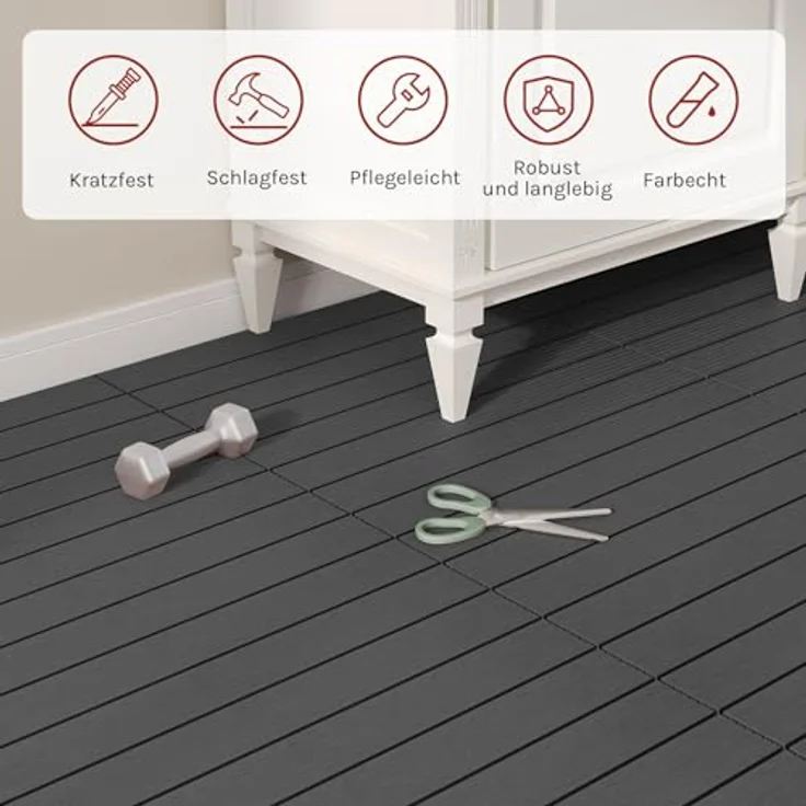 12er-Set WPC Terrassenfliese mit Klicksystem grau – Bild 2