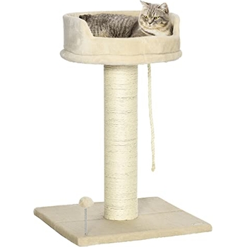 PawHut Kratzbaum Für Katzen, 81 Cm Hoch Mit Sisal, Plüsch Und Spielkugel – Stabil Und Gemütlich
