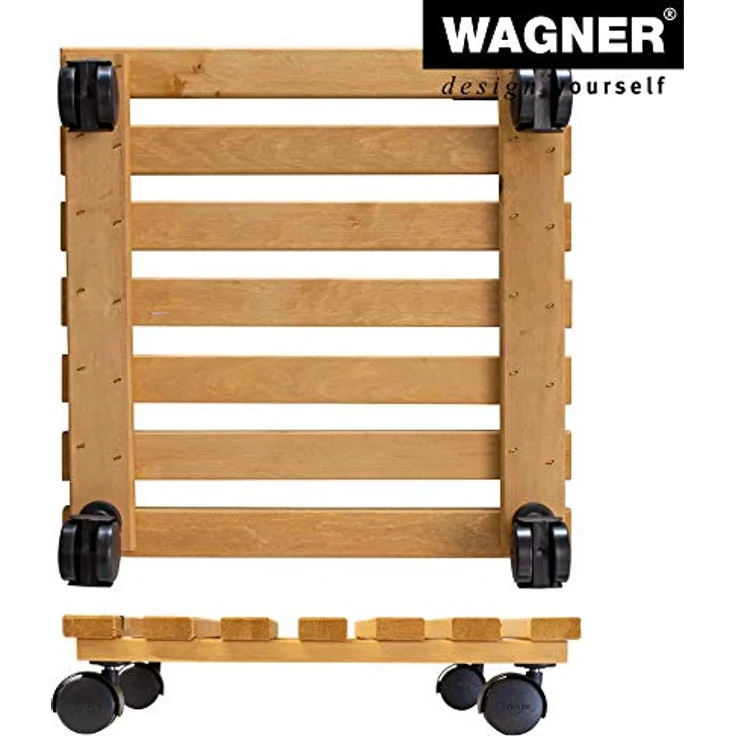 WAGNER Pflanzenroller Nature 35 x 35 cm I Pflanzenroller für Innenbereich, Erle Terracotta I Blumenroller aus FSC-Massivholz I Kübelroller aus Holz I Tragkraft 100 kg I Made in EU ? 20083501 – Bild 6