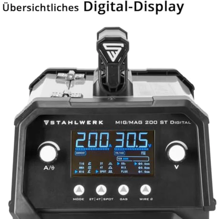 STAHLWERK Schutzgasschweißgerät MIG MAG 200 ST Digital IGBT, 40 - 200 A, Packung, Inverter mit 200 A, Spot-Funktion, Schutzgas-Schweißgerät, blau - Preisvergleich – Bild 4