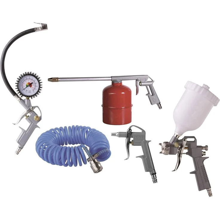 Aerotec Druckluft-Werkzeugset, 5-teiliges Druckluftset für Kompressoren ab 2 Liter, 8 bar – Bild 1