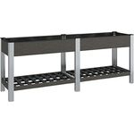 vidaXL Garten Hochbeet Pflanzkasten Blumenkasten Blumenbeet Pflanzbeet Gemüsebeet Kräuterbeet Gartenbeet Pflanzkübel mit Ablage Grau 200x50x75cm WPC