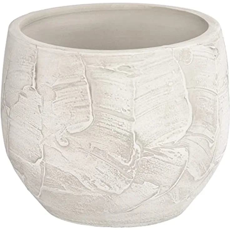 Dehner Übertopf Alessio, Ø 27 cm, Höhe 21.5 cm, Keramik, Creme