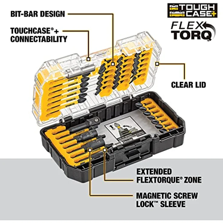 DEWALT Schraubendreher-Bit-Set, Impact Ready, FlexTorq, 40-teilig (DWA2T40IR), 22.2 x 4 x 22.2 cm – Bild 3