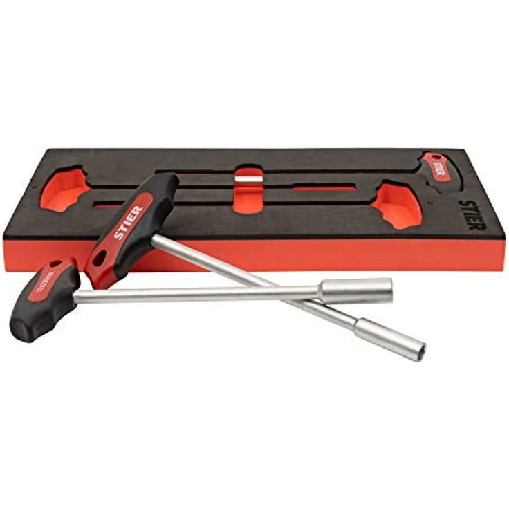 Stier T-Griff-Steckschlüssel-Satz, Aussensechskant SW 8-13 mm in Weichschaumeinlage (EVA), ergonomisch und langlebig – Bild 3