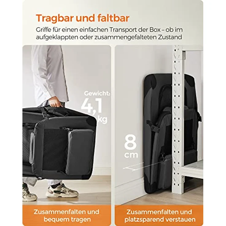 Feandrea Hundebox faltbar, Transportbox Hund, XL, atmungsaktiv, schwarz PDC80H – Bild 4