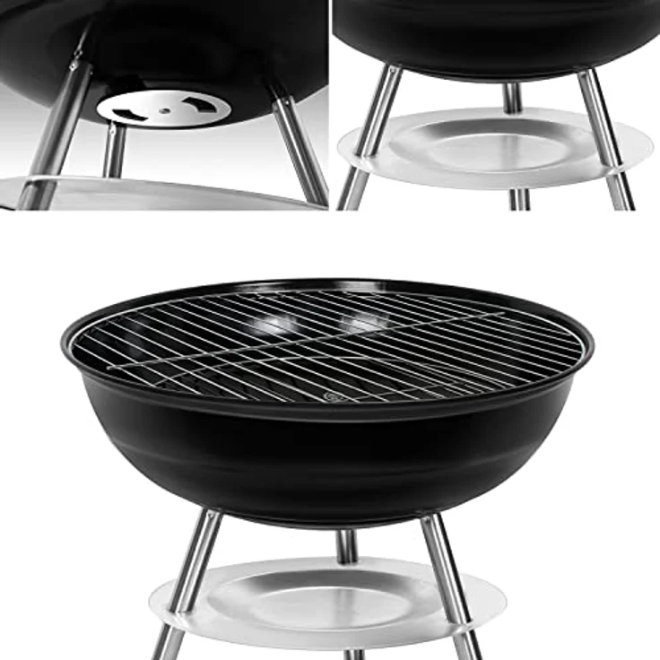SunJas Holzkohlegrill, tragbar, zerlegbar, für Grill, Außenbereich, Garten, Camping und Picknick (für 3-5 Personen) – Bild 3