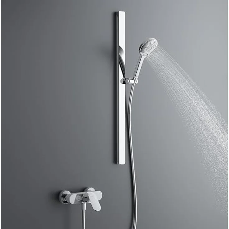 Duravit Universal Duschstange, variable Brausestange mit höhenverstellbarer Handbrausehalterung (810 mm), Chrom – Bild 3