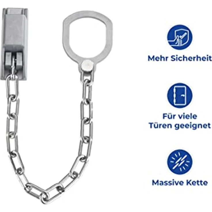 Maximex Türgriff-Kette abschließbar - für Haus- und Eingangstüren, verzinktes Metall, 30 x 7 x 2.5 cm, Silber matt – Bild 3