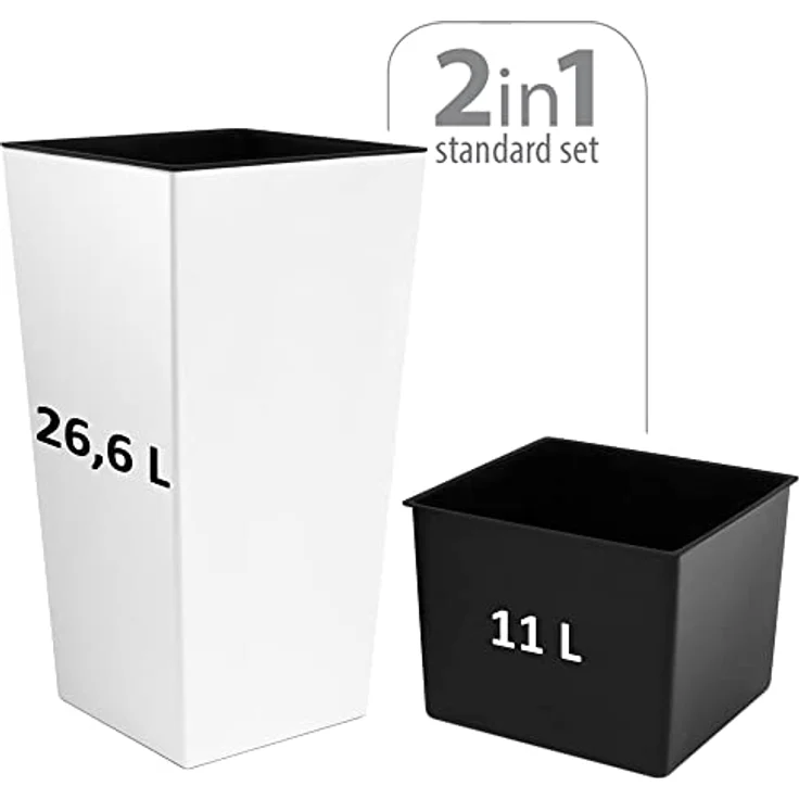 Macetero Zanvic Urbi 26,6 litros de plástico Fower Pot con Interior Liner 27 x 27 x 50 cm Blanco – Bild 2