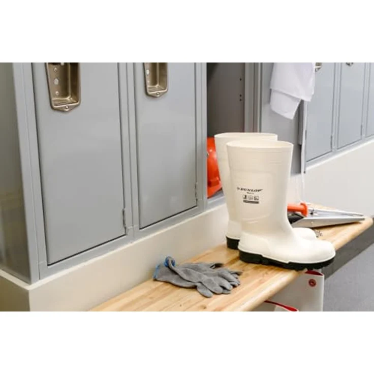 Dunlop NB1JB01 Wasserdichte Sicherheitsstiefel S4 Weiß 42, PVC Arbeitsschuhe mit Stahlkappe und rutschhemmender Sohle – Bild 9