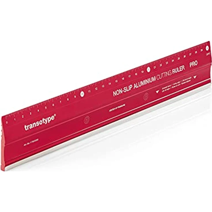 Schneide-Lineal PRO 30 cm lang, aus Aluminium im knalligen Rot, rutschfest, robust, mit Stahl-Schneidekante und extra breitem 50 mm Aluminium-Profil – Bild 1