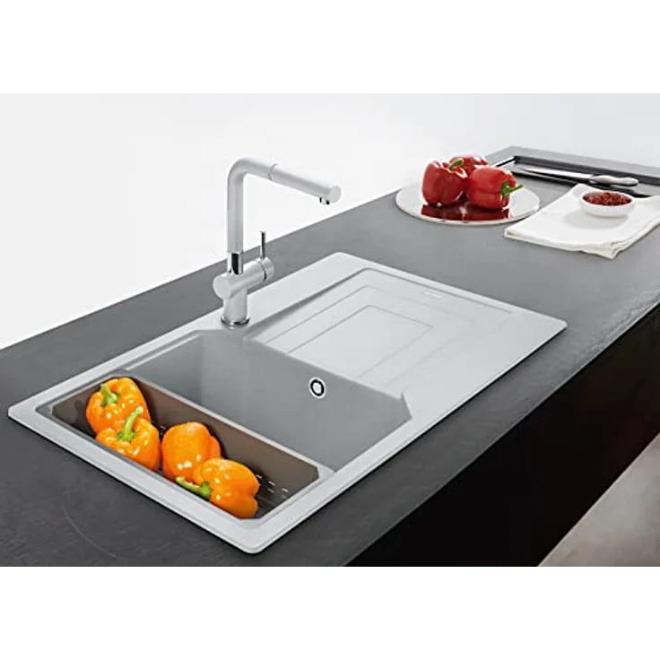 FRANKE Spüle URBAN UBG 611-86 in BLACK MATT mit Excenterbedienung Drehknopf Edelstahl/Ausschnittmaß 840 x 480 mm R15 / Granitspüle – Bild 5