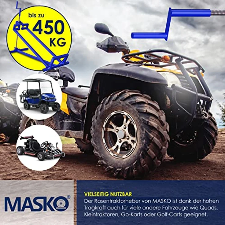 MASKO  Rasentraktor Heber 400kg Aufsitzmäher Hebevorrichtung Rasentraktorheber Reinig.Hilfe Hebebühne Blau - Preisvergleich – Bild 5